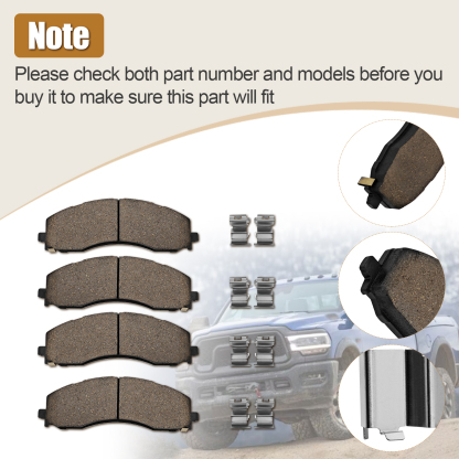  Front Disc Brake Pad Kit Fits for 2019-2024 Dodge Ram 2500 & 3500 6.4L V8 / 6.7L L6 68461656AA