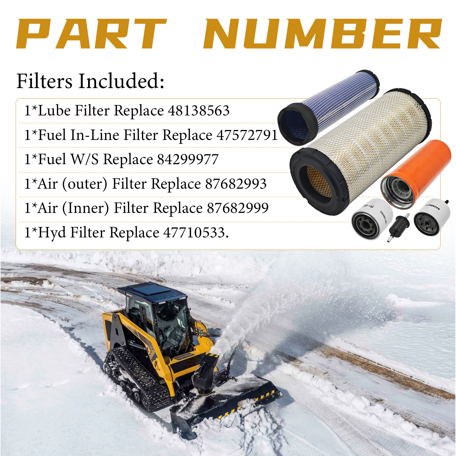 Service Filter Kit Fits For Case SR200 SR220 SR250 SV250 SV300 TR270 TR320 TV380 Skid Loaders TR270 TR320 TV380 Track Loaders 