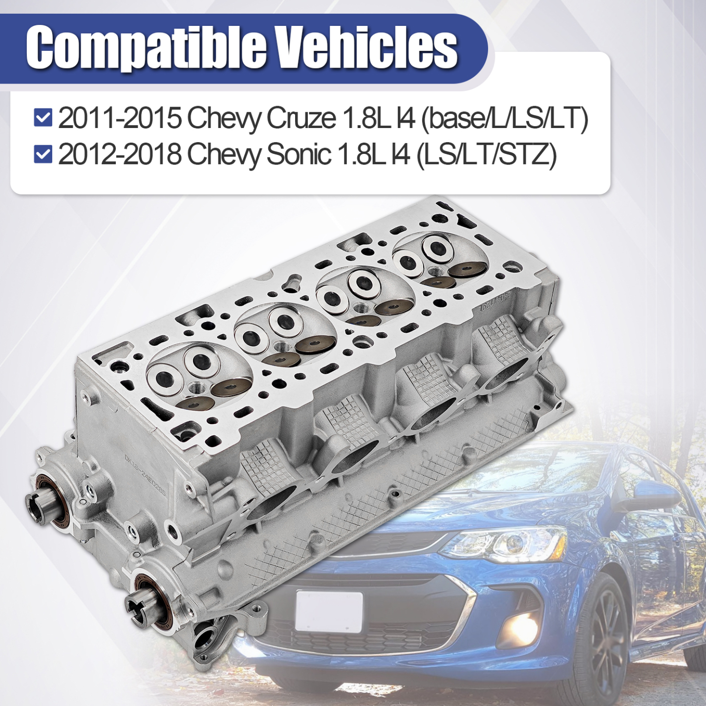 Cylinder Head Assembly Fits For 2011-2018 Chevy Cruze Sonic 1.8L l4 (base/L/LS/LT/STZ)