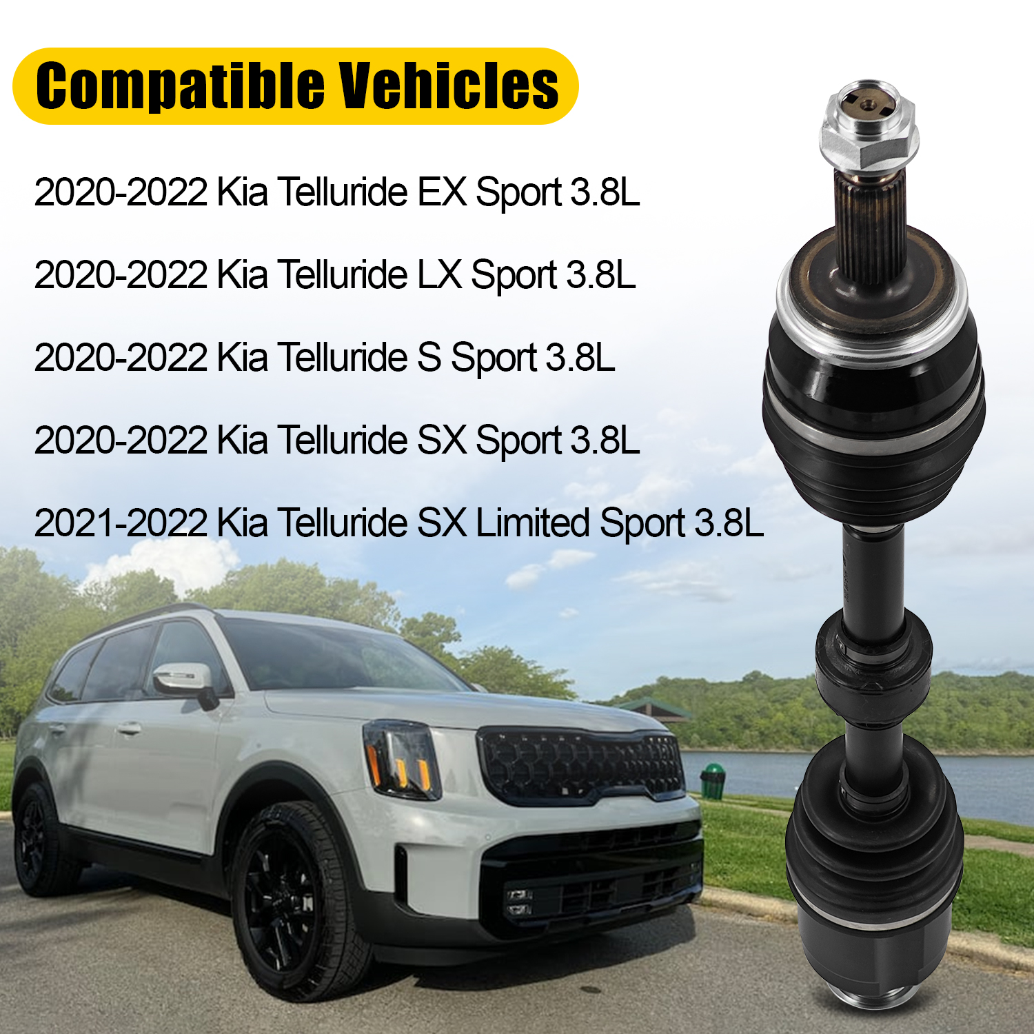 Axle Shaft Front Right Passenger Side Compatible with 2020-2022 Kia Telluride Sport 3.8L