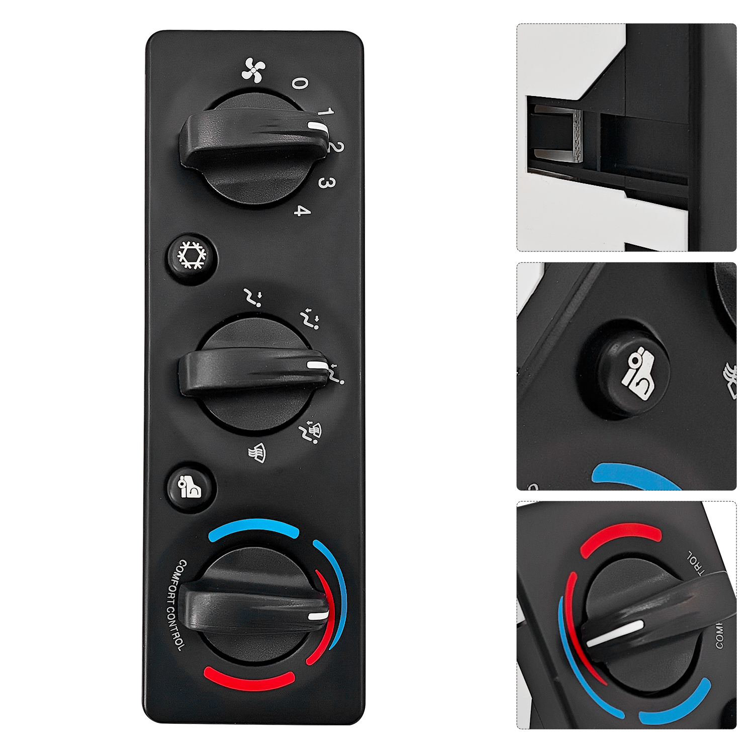 HVAC A/C Heater Control Panel with 3 Knobs & 2 Buttons Fit