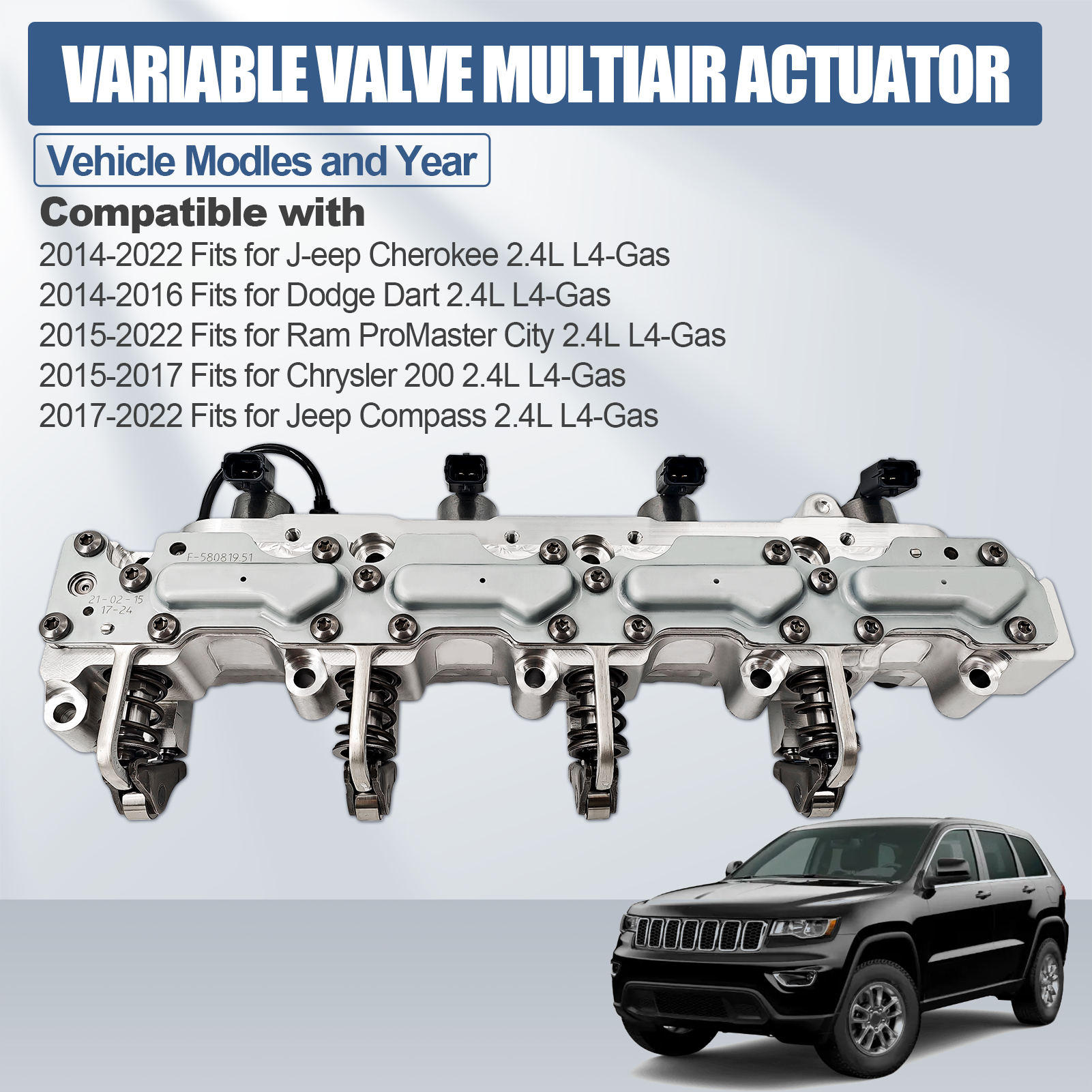 Multiair VVT Valve Actuator 2.4L fit for Jeep Cherokee Compass 2014-2023, for Chrysler 200 2015-2017, for Dodge Dart 2014-2016, for Fiat 500X 2014-2018