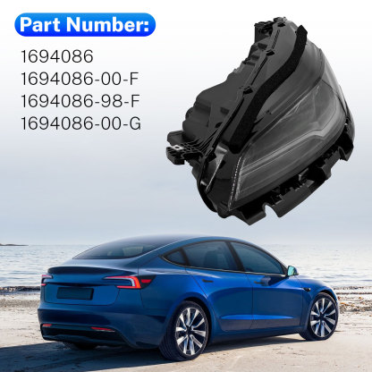 Front Left LED Headlight fit for 2024-2025 Tesla Model 3 Highland - Passenger Side 