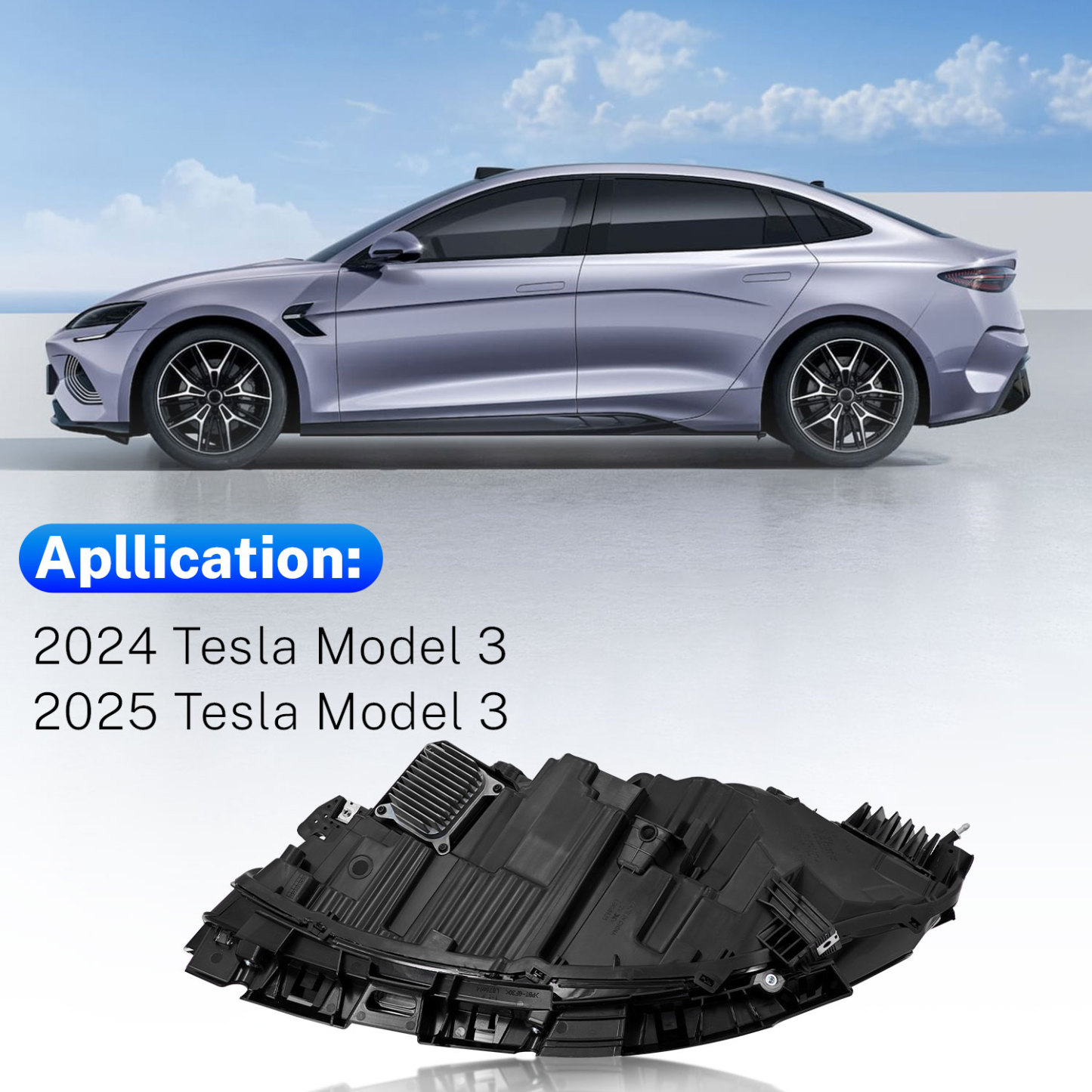 Front Right LED Headlight fit for 2024-2025 Tesla Model 3 Highland - Driver Side 