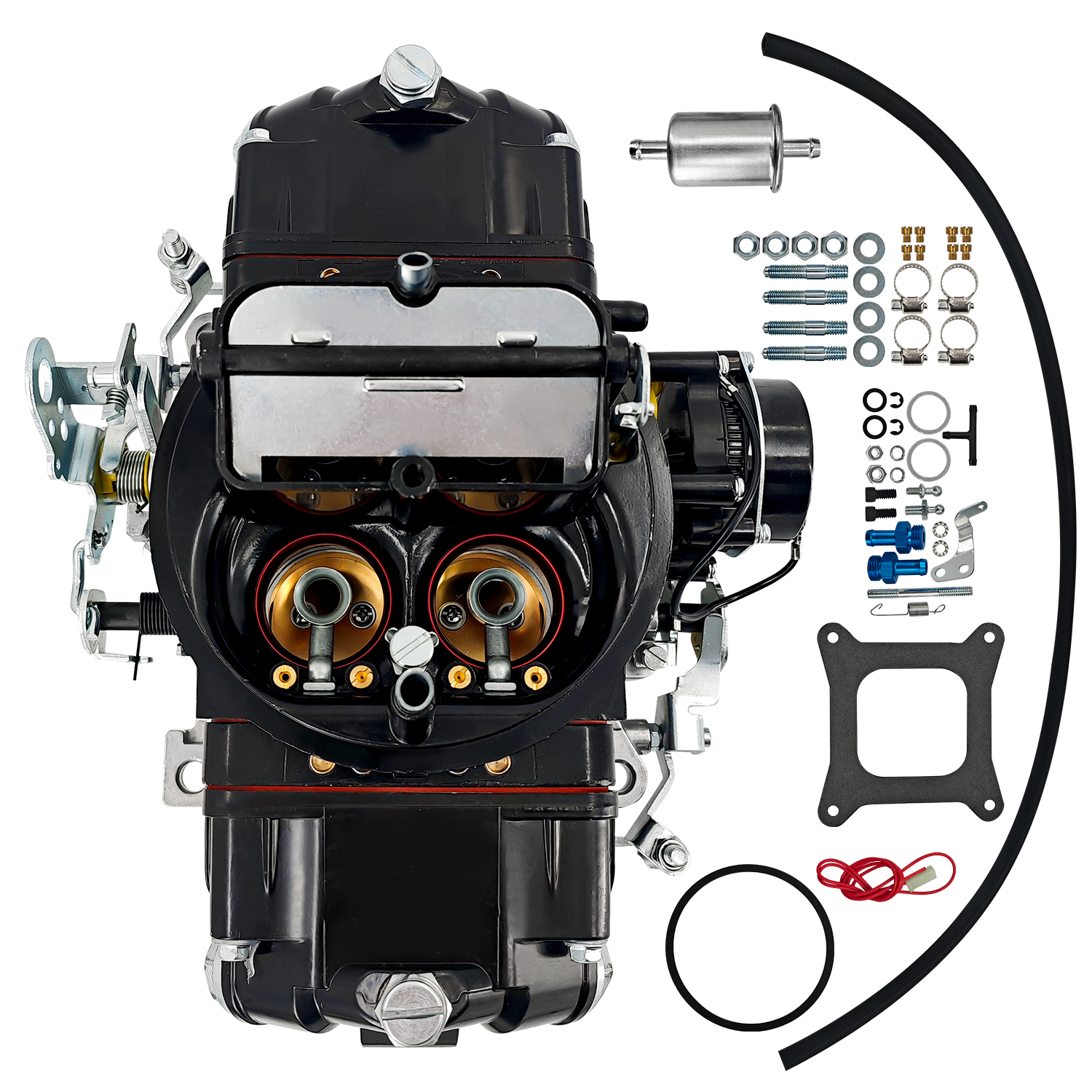 BR-67316 600 CFM 4-Barrel Carburetor – Fits Holley 4150, Mechanical Secondary, Electric Choke, Red/Black Finish