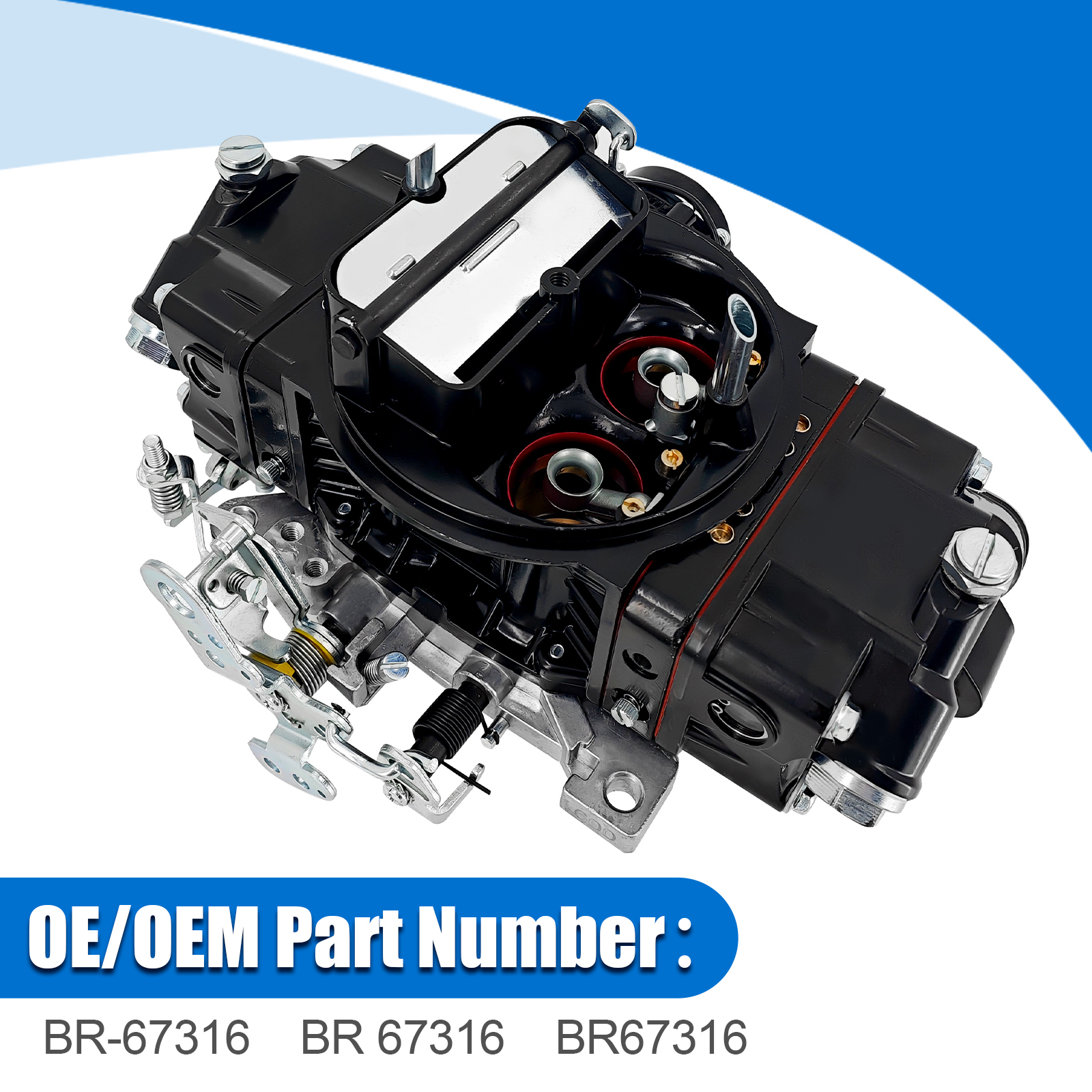 BR-67316 600 CFM 4-Barrel Carburetor – Fits Holley 4150, Mechanical Secondary, Electric Choke, Red/Black Finish