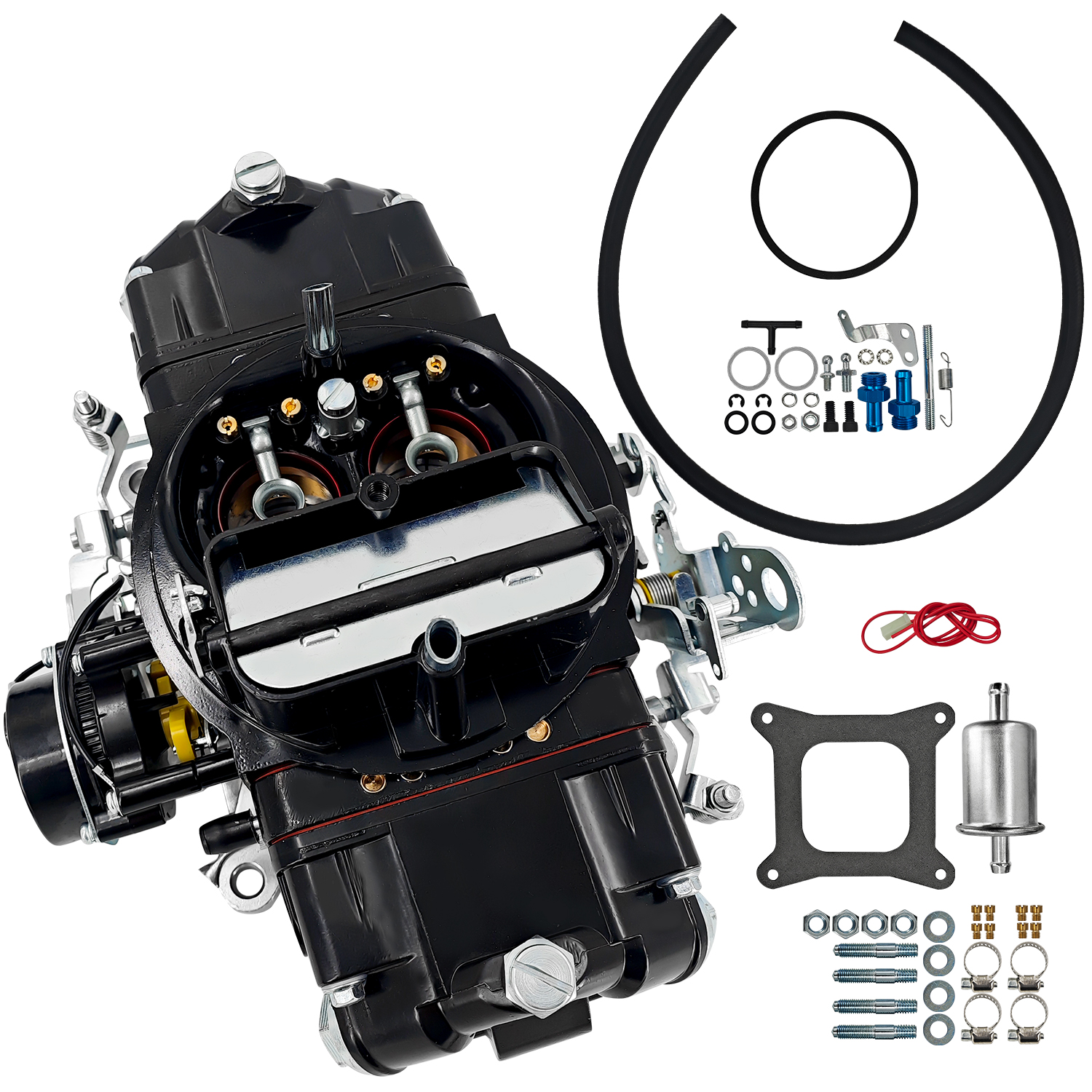 BR-67316 600 CFM 4-Barrel Carburetor – Fits Holley 4150, Mechanical Secondary, Electric Choke, Red/Black Finish