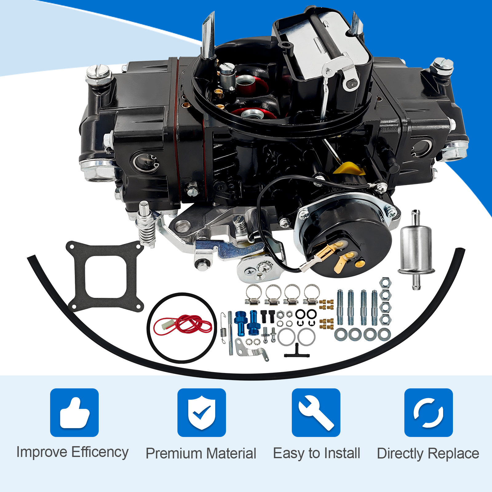 BR-67316 600 CFM 4-Barrel Carburetor – Fits Holley 4150, Mechanical Secondary, Electric Choke, Red/Black Finish