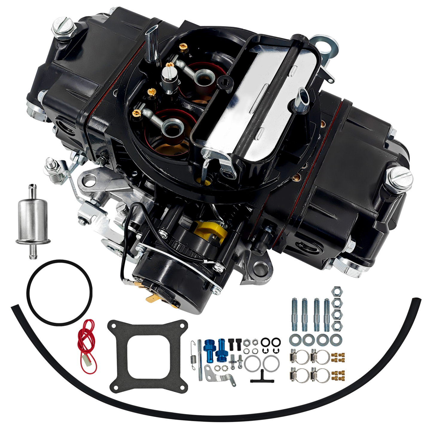 BR-67316 600 CFM 4-Barrel Carburetor – Fits Holley 4150, Mechanical Secondary, Electric Choke, Red/Black Finish