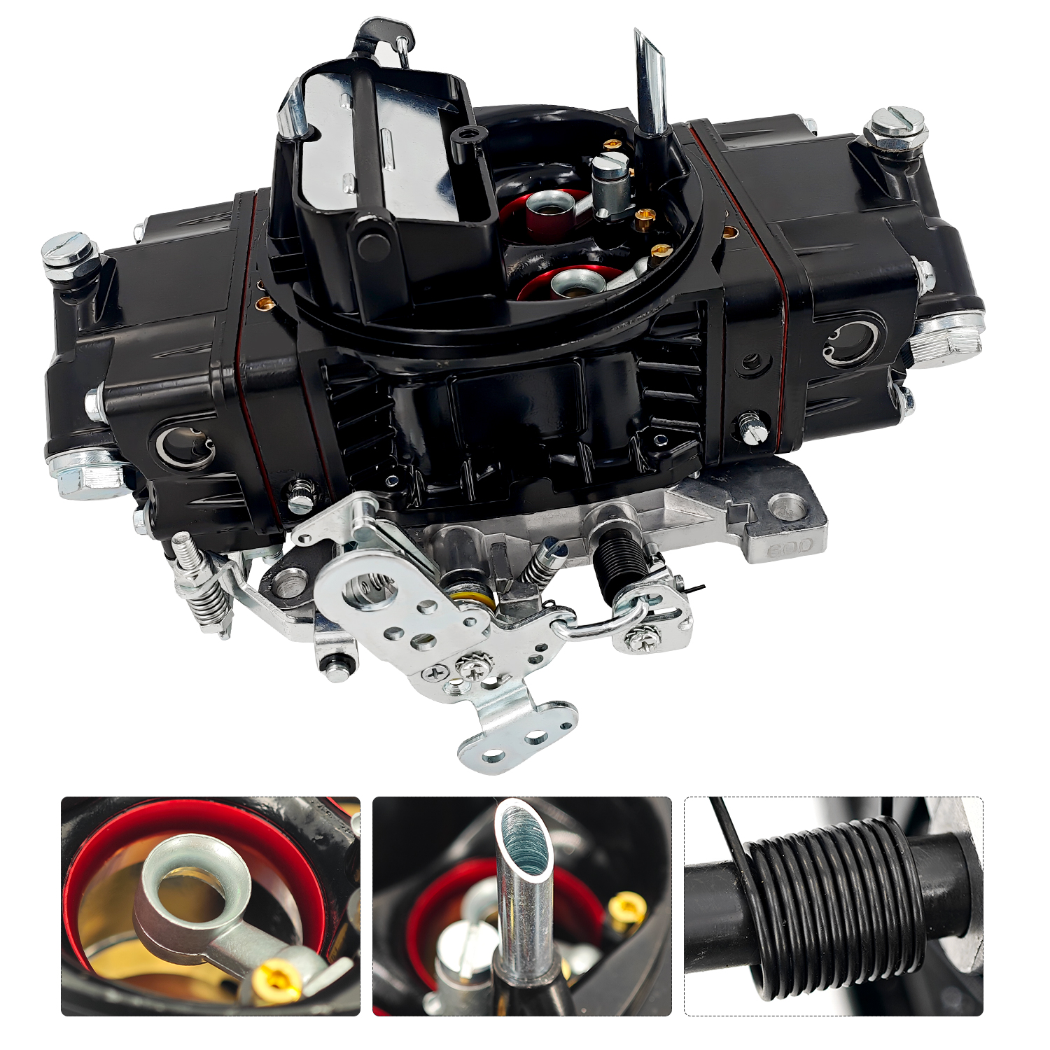 BR-67316 600 CFM 4-Barrel Carburetor – Fits Holley 4150, Mechanical Secondary, Electric Choke, Red/Black Finish