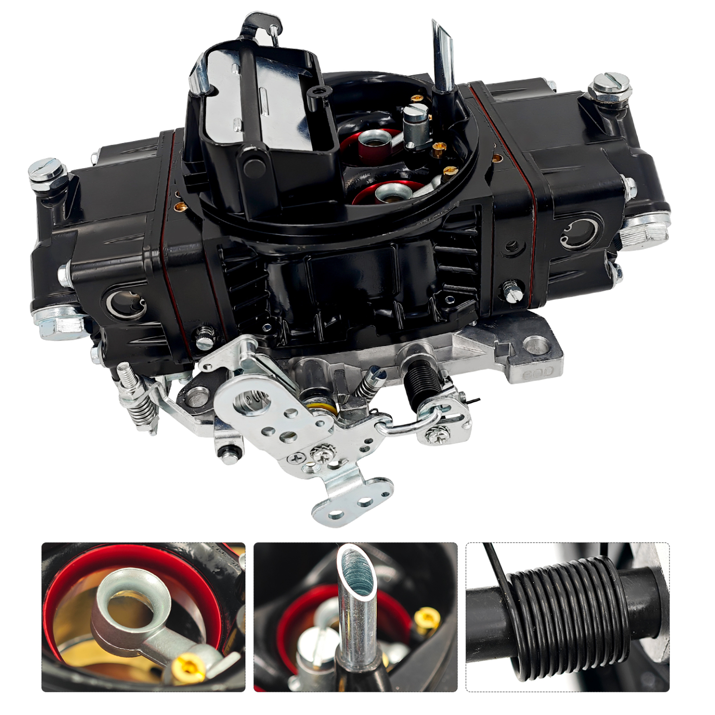 BR-67316 600 CFM 4-Barrel Carburetor – Fits Holley 4150, Mechanical Secondary, Electric Choke, Red/Black Finish