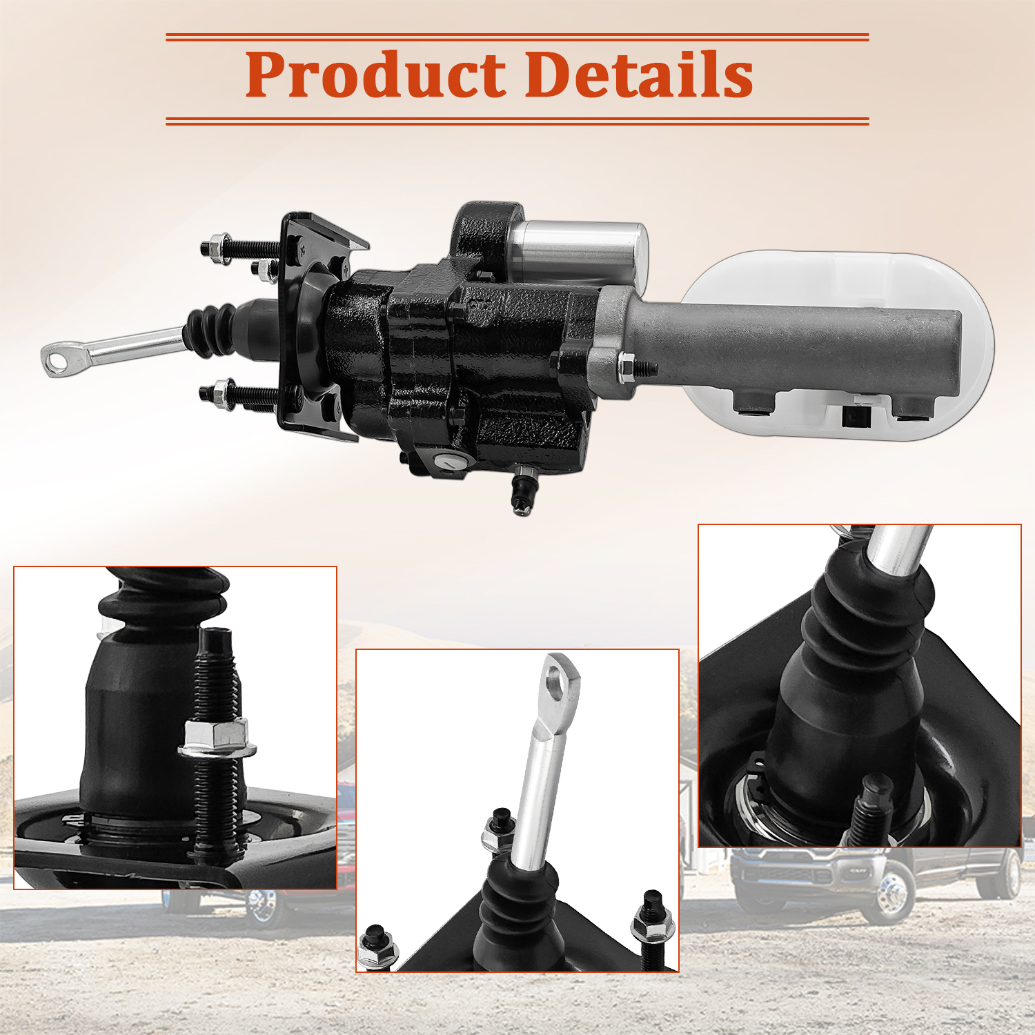 Power Brake Booster Hydro Booster w/Brake Fluid Reservoir for Dodge Ram 2500 3500 6.4L 6.7L 2019-2025