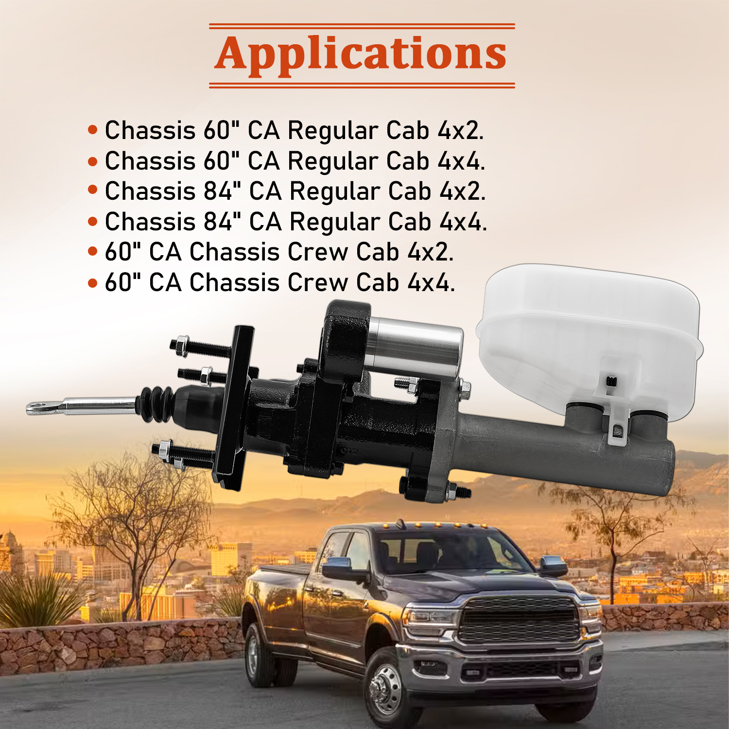 Power Brake Booster Hydro Booster w/Brake Fluid Reservoir for Dodge Ram 2500 3500 6.4L 6.7L 2019-2025