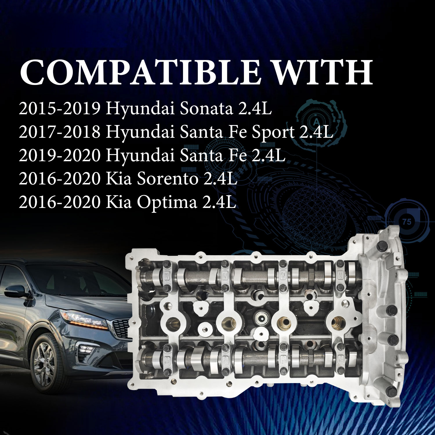 G4KJ NEW Cylinder Head Assembly Fit for 2.4L 2015-2020 Hyundai Sonata Santa