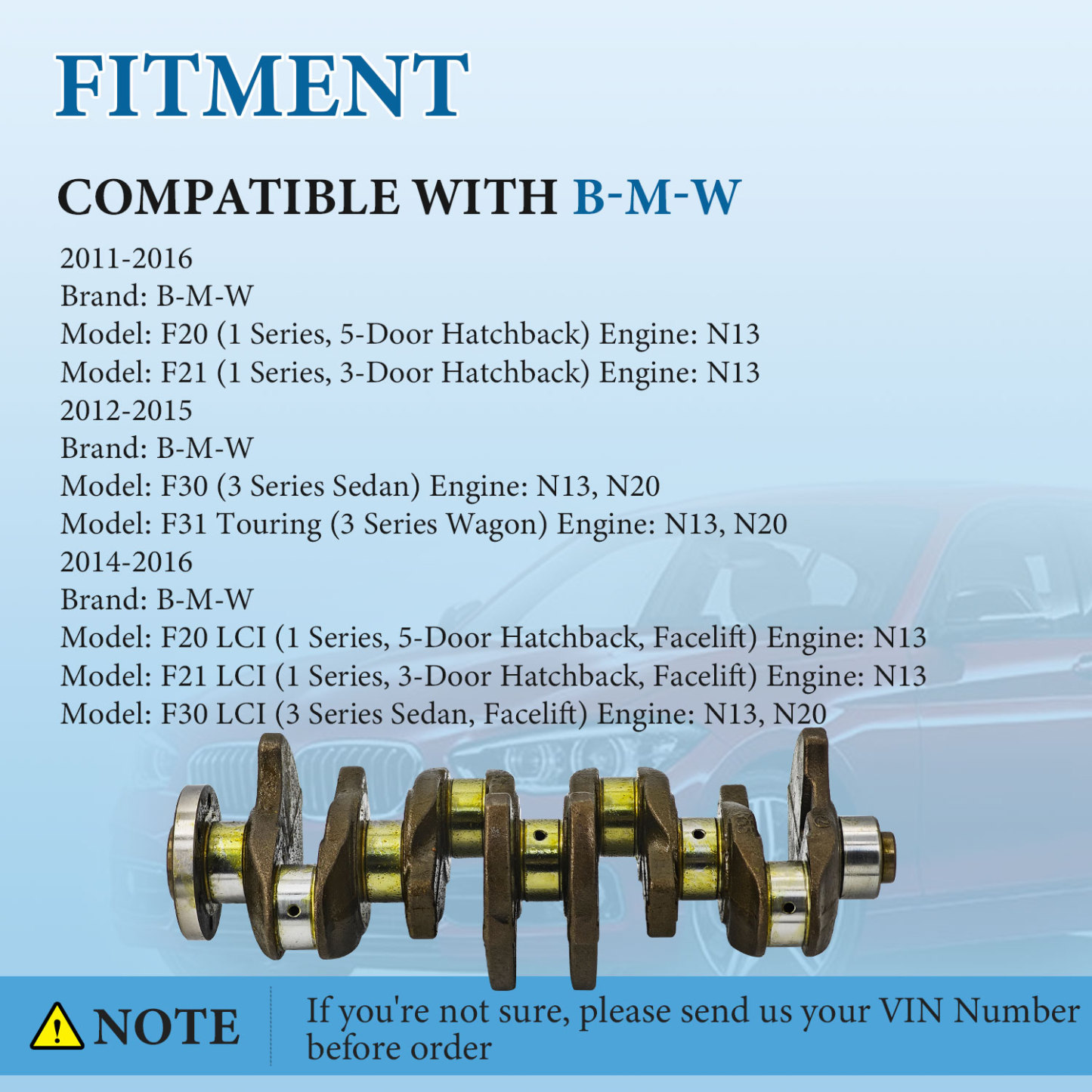Crankshaft fit for BMW Mini Cooper S R56 N12 N13 N14 N16 N18 2016
