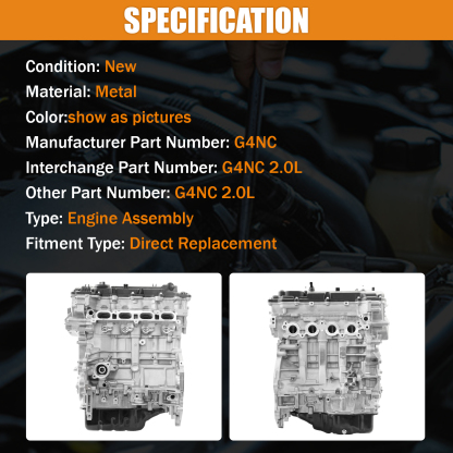 G4NC 2.0L Engine Assembly Long Cylinder Block Assembly for Hyundai Elantra i40 Tucson for Kia KX3 Carens Forte Soul 2012-2022