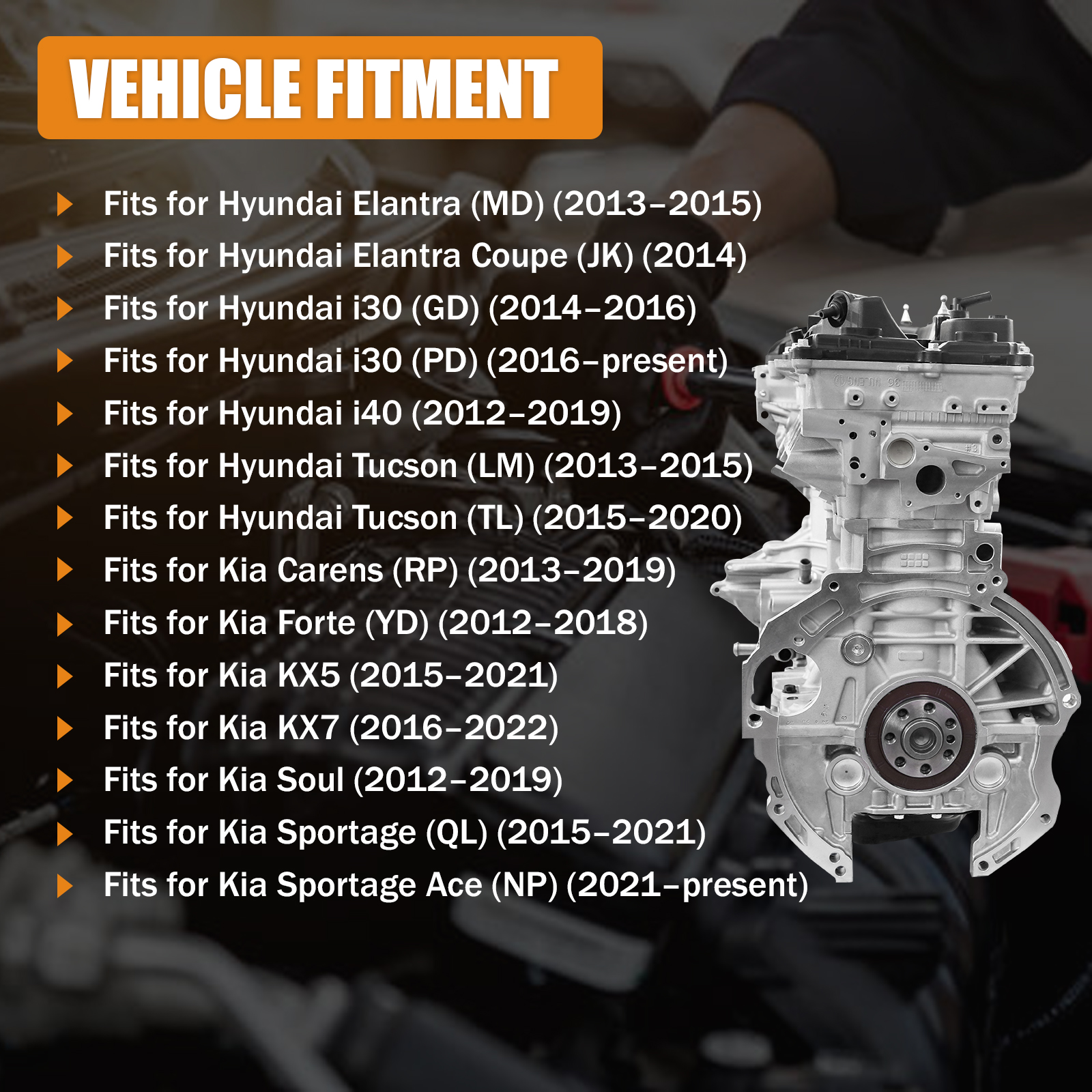 G4NC 2.0L Engine Assembly Long Cylinder Block Assembly for Hyundai Elantra i40 Tucson for Kia KX3 Carens Forte Soul 2012-2022