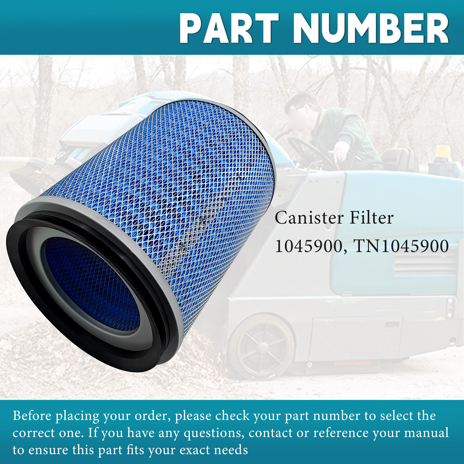 Canister Filter Replacement for Tennant S20/S30 Sweepers – Fits Diesel, Electric, Gas, LPG Models