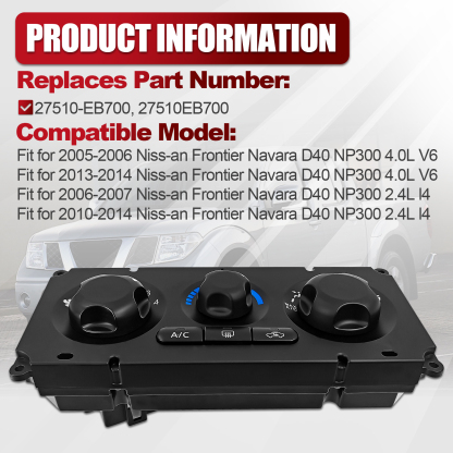 A/C Air Conditioner Switch Fit for Nissan Frontier Navara D40 NP300 2005-2006, 2013-2014 4.0L V6