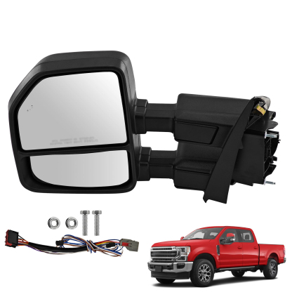 Left Driver Side Tow Mirror Compatible with Ford F250 F350 F450 2017-2022 W/Blind Spot Detection Support Power Glass Power Heated with Turn Signal Light & Puddle Light Manual Folding