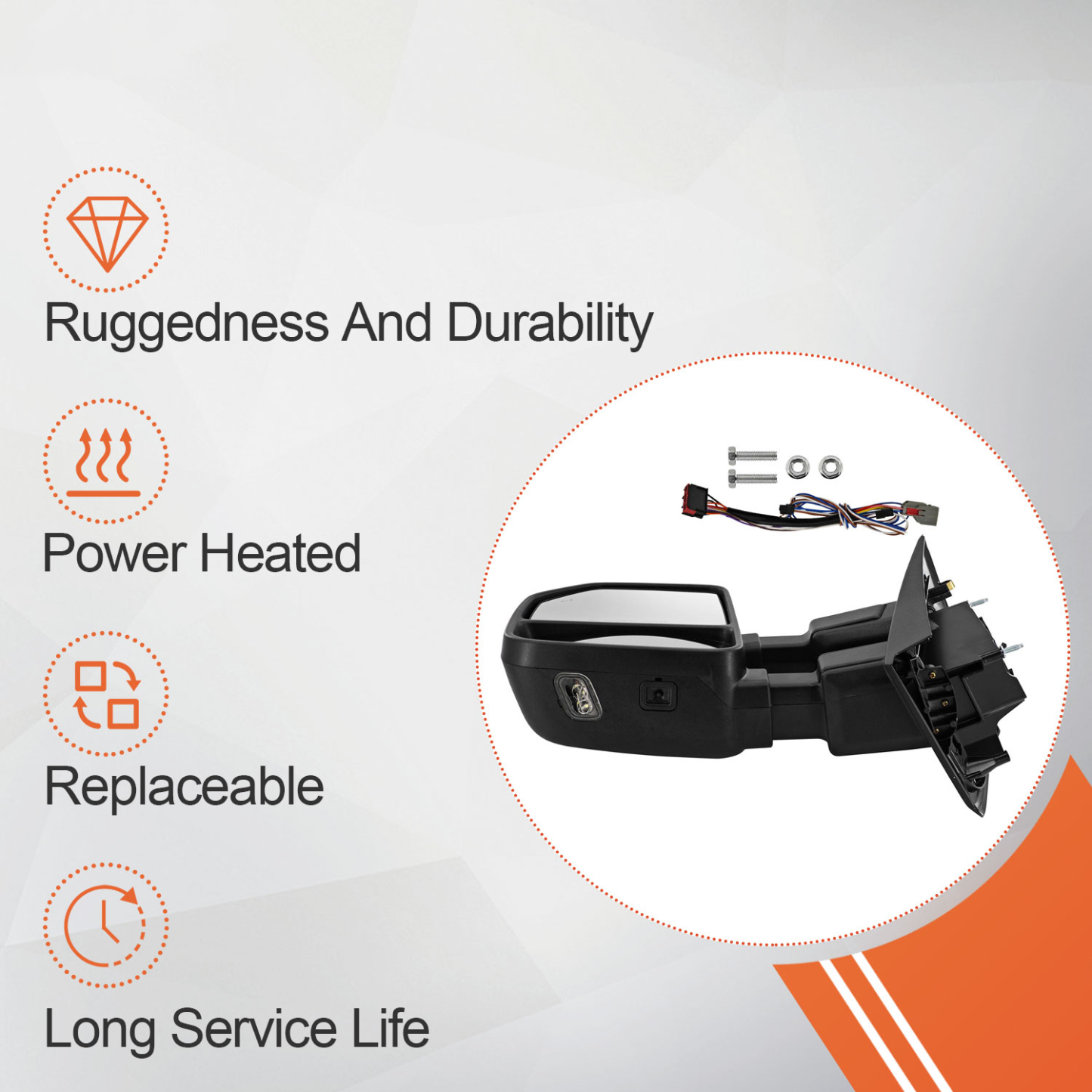 Left Driver Side Tow Mirror Compatible with Ford F250 F350 F450 2017-2022 W/Blind Spot Detection Support Power Glass Power Heated with Turn Signal Light & Puddle Light Manual Folding