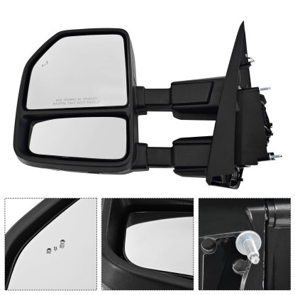 Left Driver Side Tow Mirror Compatible with Ford F250 F350 F450 2017-2022 W/Blind Spot Detection Support Power Glass Power Heated with Turn Signal Light & Puddle Light Manual Folding