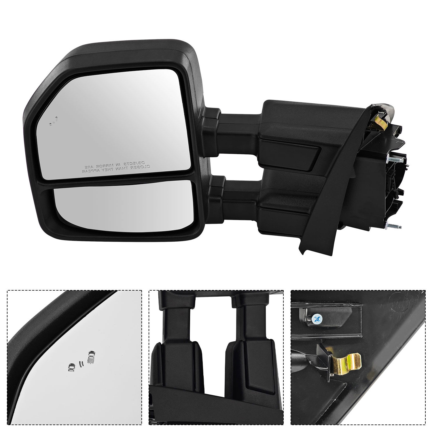 Left Driver Side Tow Mirror Compatible with Ford F250 F350 F450 2017-2022 W/Blind Spot Detection Support Power Glass Power Heated with Turn Signal Light & Puddle Light Manual Folding