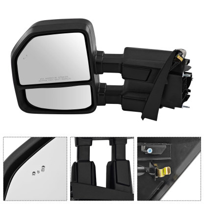 Left Driver Side Tow Mirror Compatible with Ford F250 F350 F450 2017-2022 W/Blind Spot Detection Support Power Glass Power Heated with Turn Signal Light & Puddle Light Manual Folding