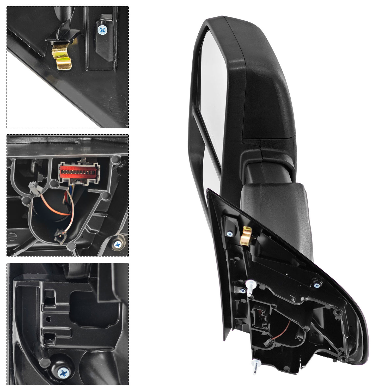 Left Driver Side Tow Mirror Compatible with Ford F250 F350 F450 2017-2022 W/Blind Spot Detection Support Power Glass Power Heated with Turn Signal Light & Puddle Light Manual Folding