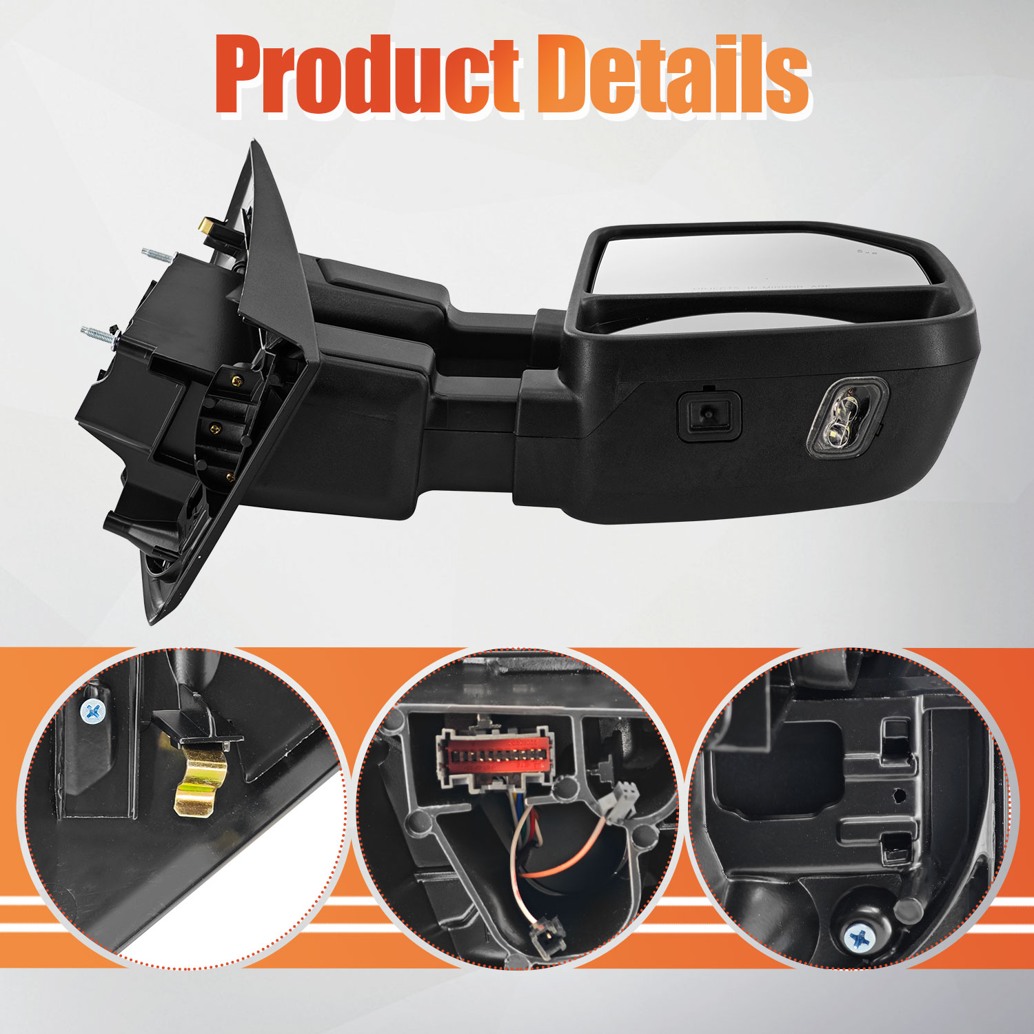 Right Passenger Side Tow Mirror Compatible with Ford F250 F350 F450 2017-2022 W/Blind Spot Detection Support Power Glass Power Heated with Turn Signal Light & Puddle Light Manual Folding