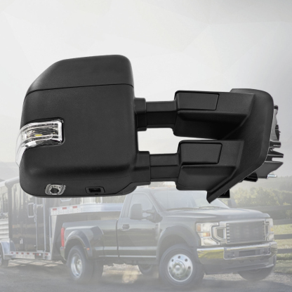 Right Passenger Side Tow Mirror Compatible with Ford F250 F350 F450 2017-2022 W/Blind Spot Detection Support Power Glass Power Heated with Turn Signal Light & Puddle Light Manual Folding