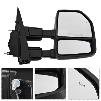 Right Passenger Side Tow Mirror Compatible with Ford F250 F350 F450 2017-2022 W/Blind Spot Detection Support Power Glass Power Heated with Turn Signal Light & Puddle Light Manual Folding
