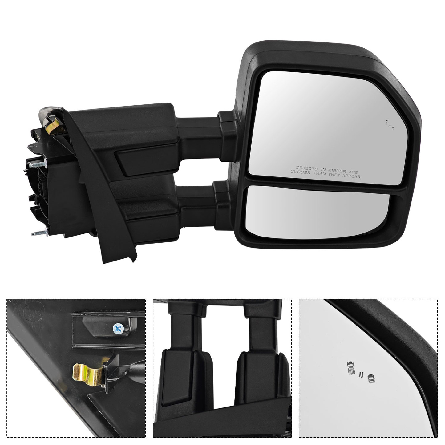 Right Passenger Side Tow Mirror Compatible with Ford F250 F350 F450 2017-2022 W/Blind Spot Detection Support Power Glass Power Heated with Turn Signal Light & Puddle Light Manual Folding