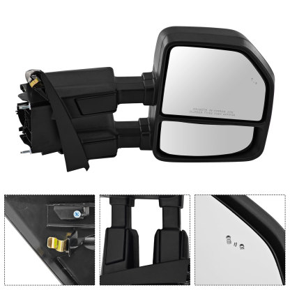 Right Passenger Side Tow Mirror Compatible with Ford F250 F350 F450 2017-2022 W/Blind Spot Detection Support Power Glass Power Heated with Turn Signal Light & Puddle Light Manual Folding