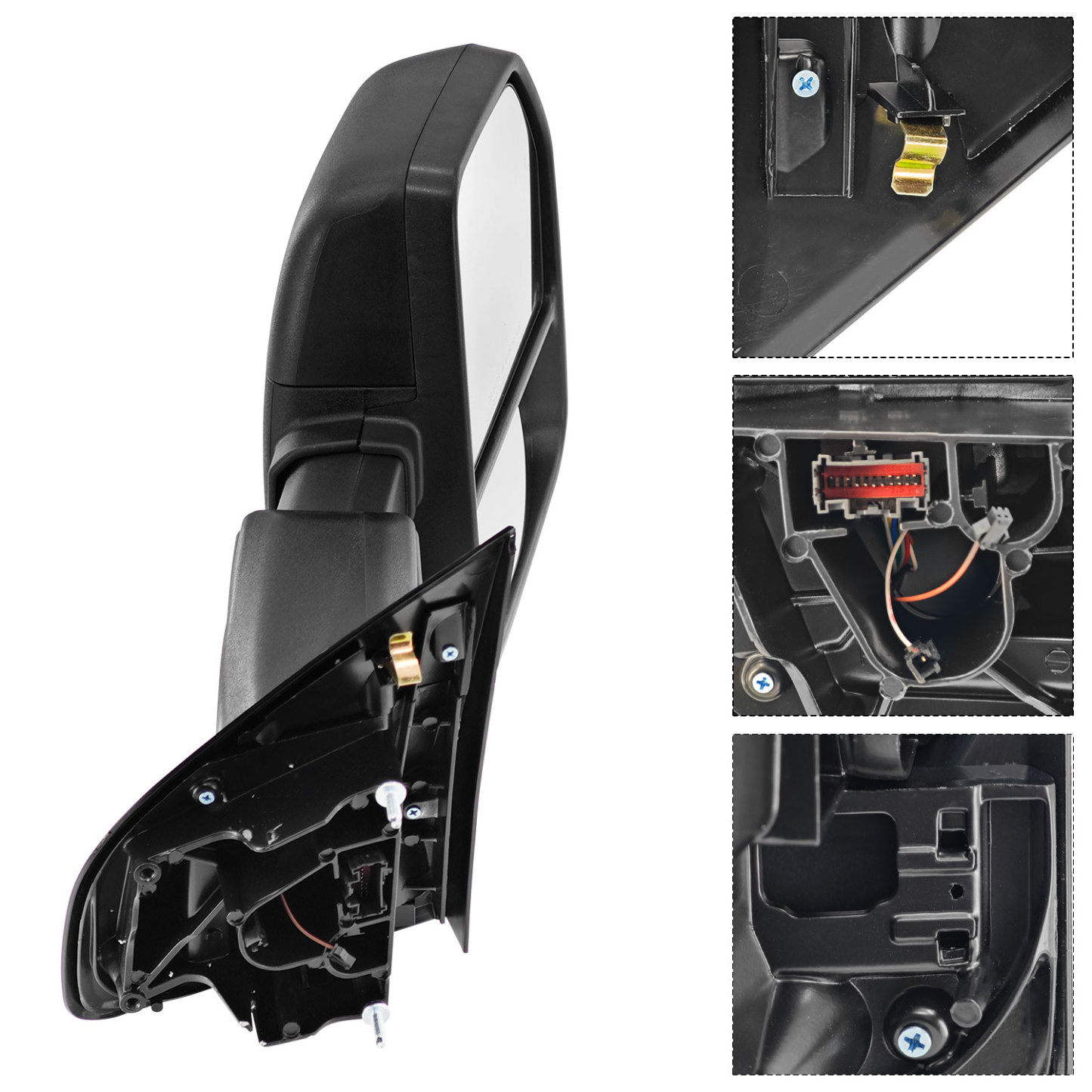 Right Passenger Side Tow Mirror Compatible with Ford F250 F350 F450 2017-2022 W/Blind Spot Detection Support Power Glass Power Heated with Turn Signal Light & Puddle Light Manual Folding