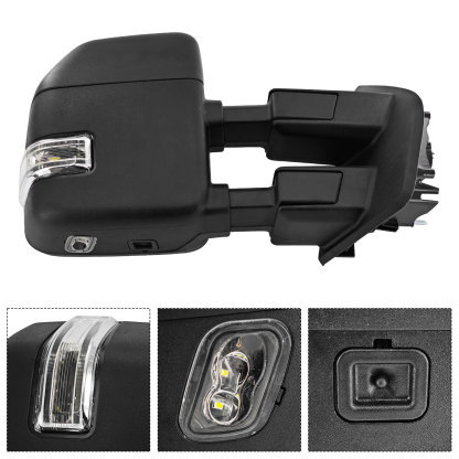 Right Passenger Side Tow Mirror Compatible with Ford F250 F350 F450 2017-2022 W/Blind Spot Detection Support Power Glass Power Heated with Turn Signal Light & Puddle Light Manual Folding