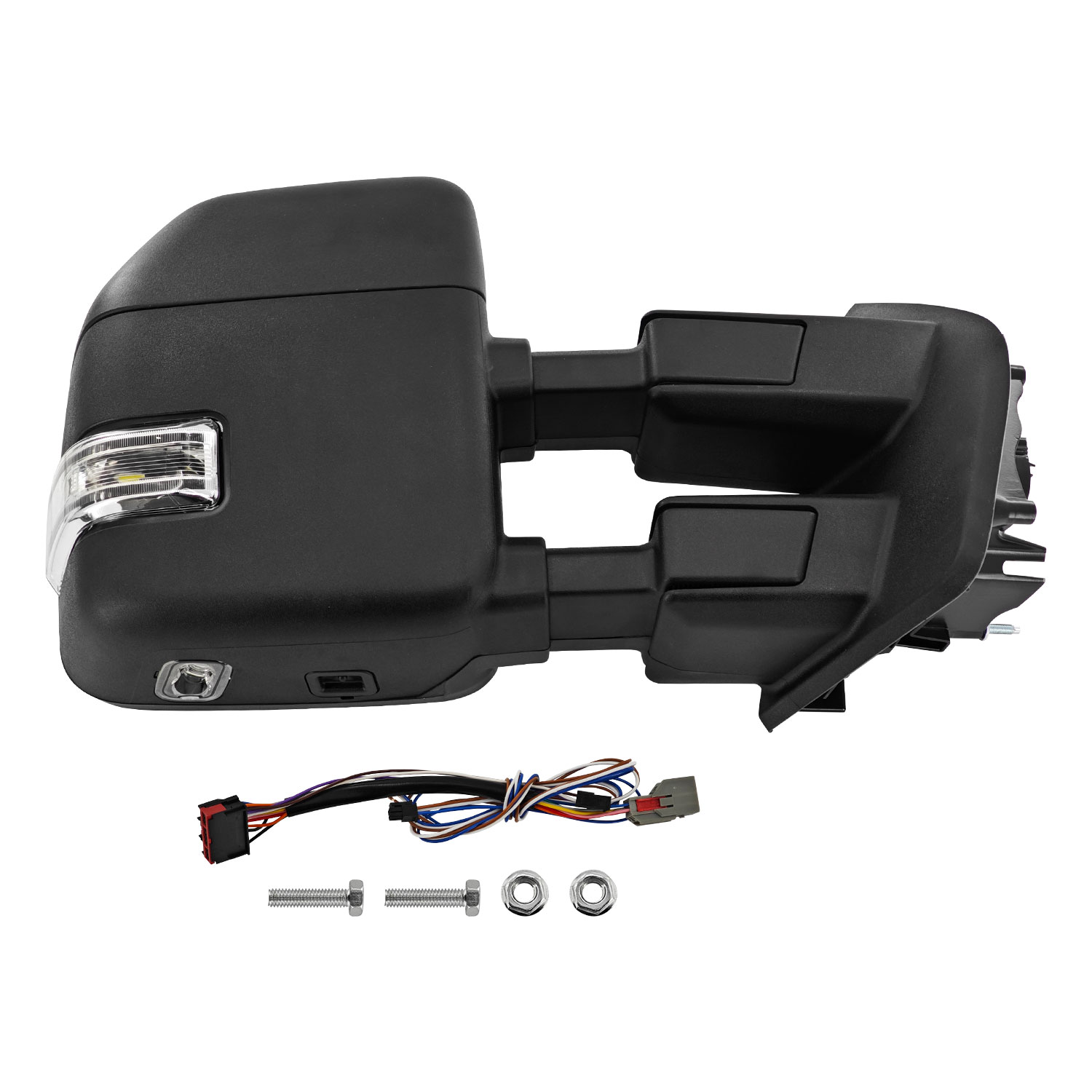 Right Passenger Side Tow Mirror Compatible with Ford F250 F350 F450 2017-2022 W/Blind Spot Detection Support Power Glass Power Heated with Turn Signal Light & Puddle Light Manual Folding