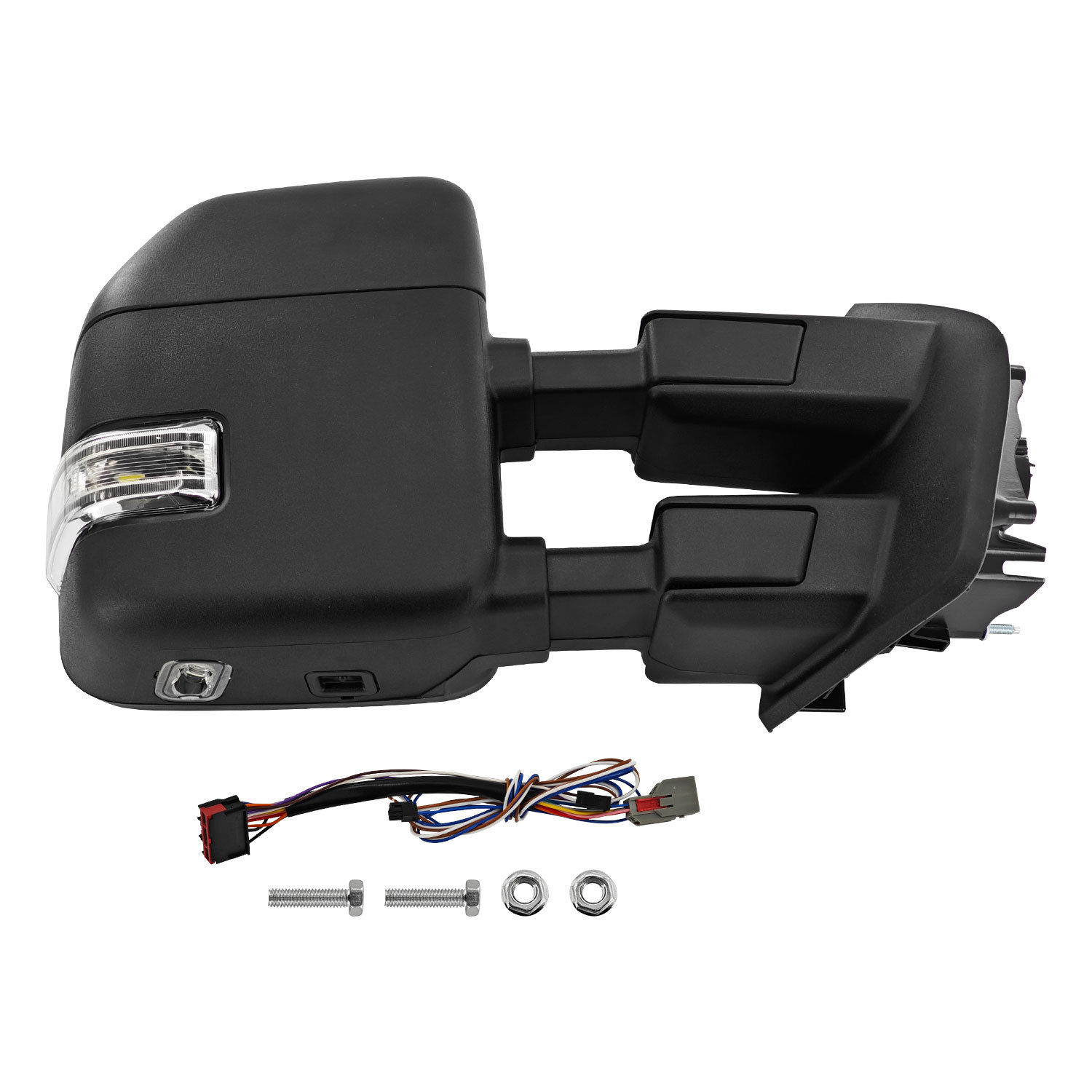 Right Passenger Side Tow Mirror Compatible with Ford F250 F350 F450 2017-2022 W/Blind Spot Detection Support Power Glass Power Heated with Turn Signal Light & Puddle Light Manual Folding