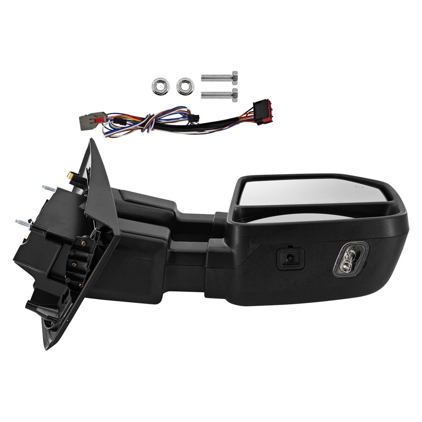 Right Passenger Side Tow Mirror Compatible with Ford F250 F350 F450 2017-2022 W/Blind Spot Detection Support Power Glass Power Heated with Turn Signal Light & Puddle Light Manual Folding