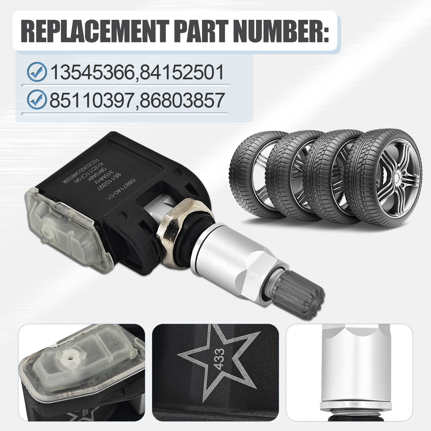 4 Pcs TPMS Trailer Tire Pressure Sensors for 2020-2024 Chevy Silverado & GMC Sierra