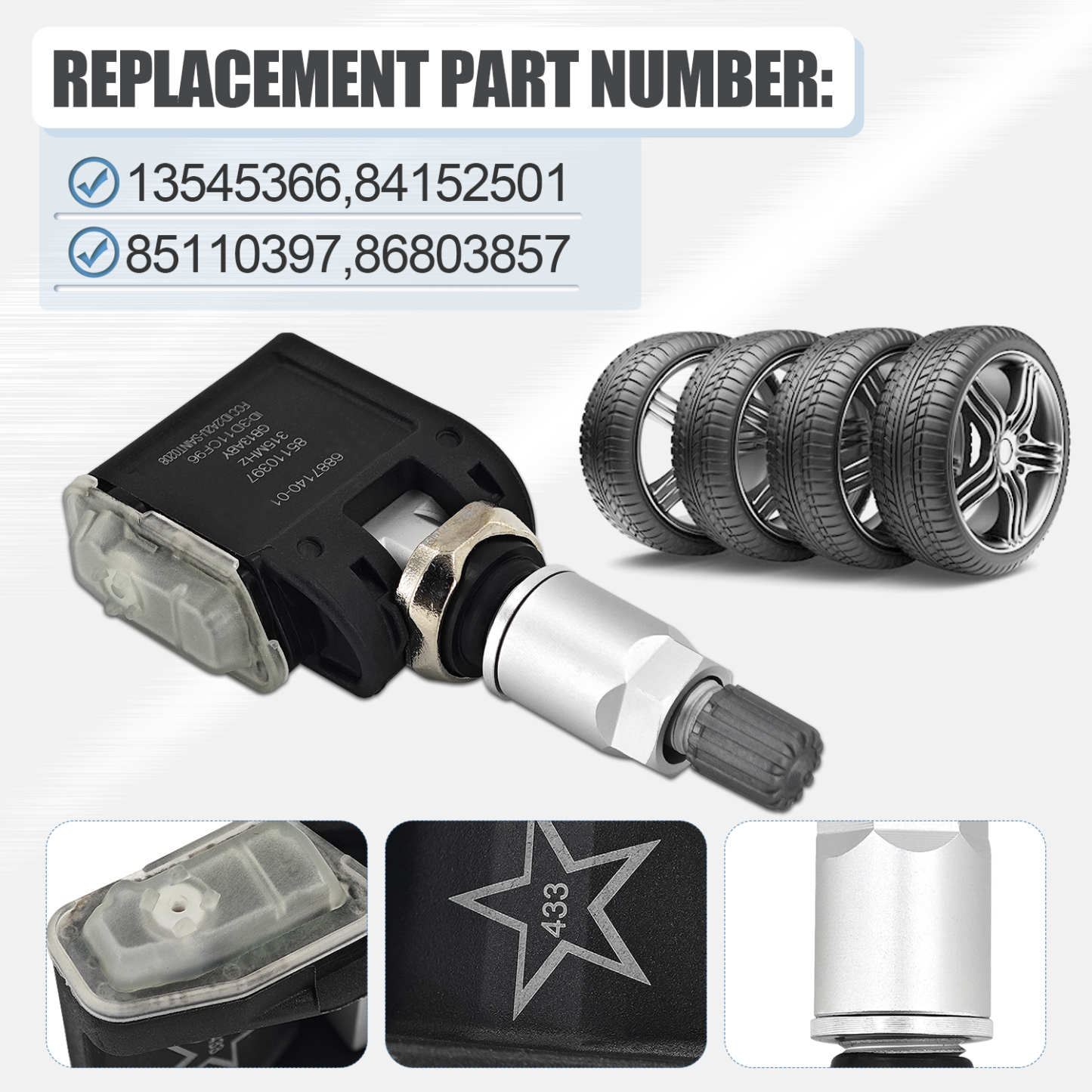 4 Pcs TPMS Trailer Tire Pressure Sensors for 2020-2024 Chevy Silverado & GMC Sierra