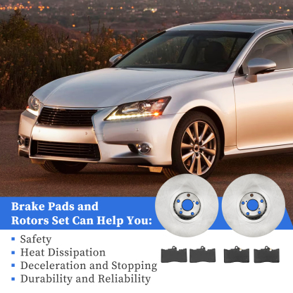 Front Brake Rotor Set with Brake Pad Kit for Lexus RWD F Sport GS350 2013-2020, GS300 2018-2019, RC350 RC300 2015-2024, GS200t RC200t 2016-2017