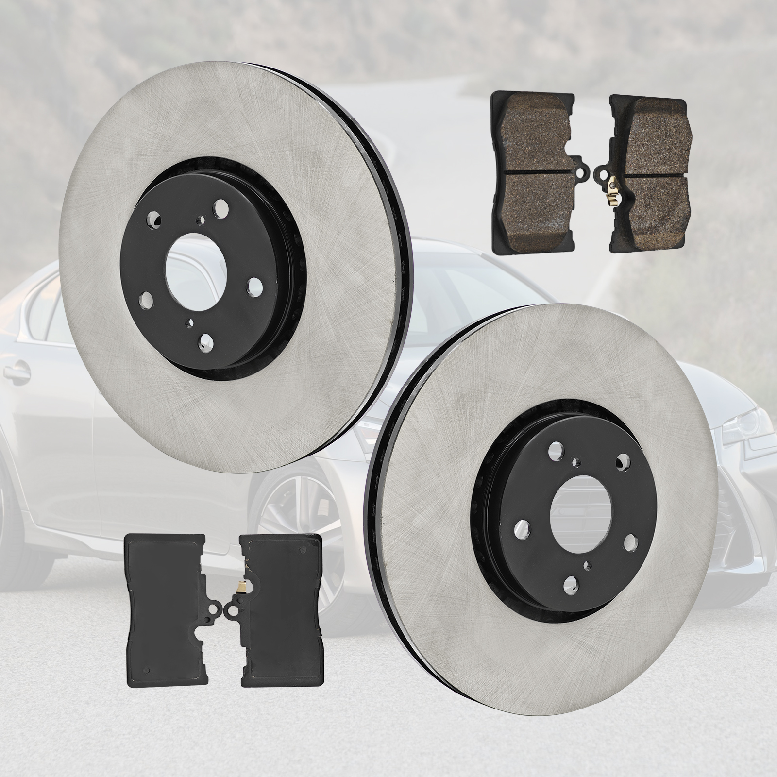 Front Brake Rotor Set with Brake Pad Kit for Lexus RWD F Sport GS350 2013-2020, GS300 2018-2019, RC350 RC300 2015-2024, GS200t RC200t 2016-2017