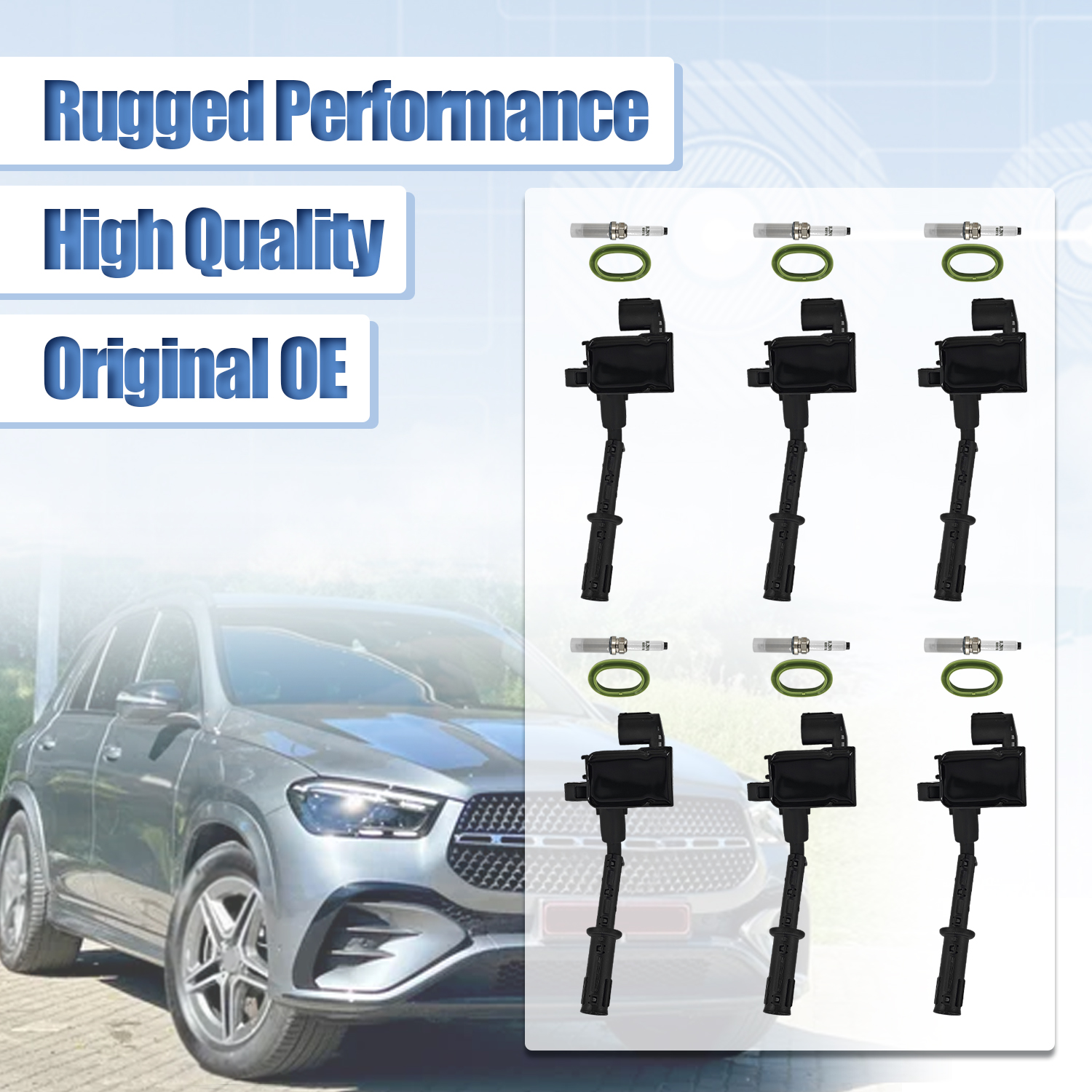Ignition Tune-Up 6 Spark Plug Coil Kit for Benz GLE350 Base/4Matic Sport 3.5L V6 2016-2018 for 2012-2016 E350 Base/4Matic C207 W212 W166