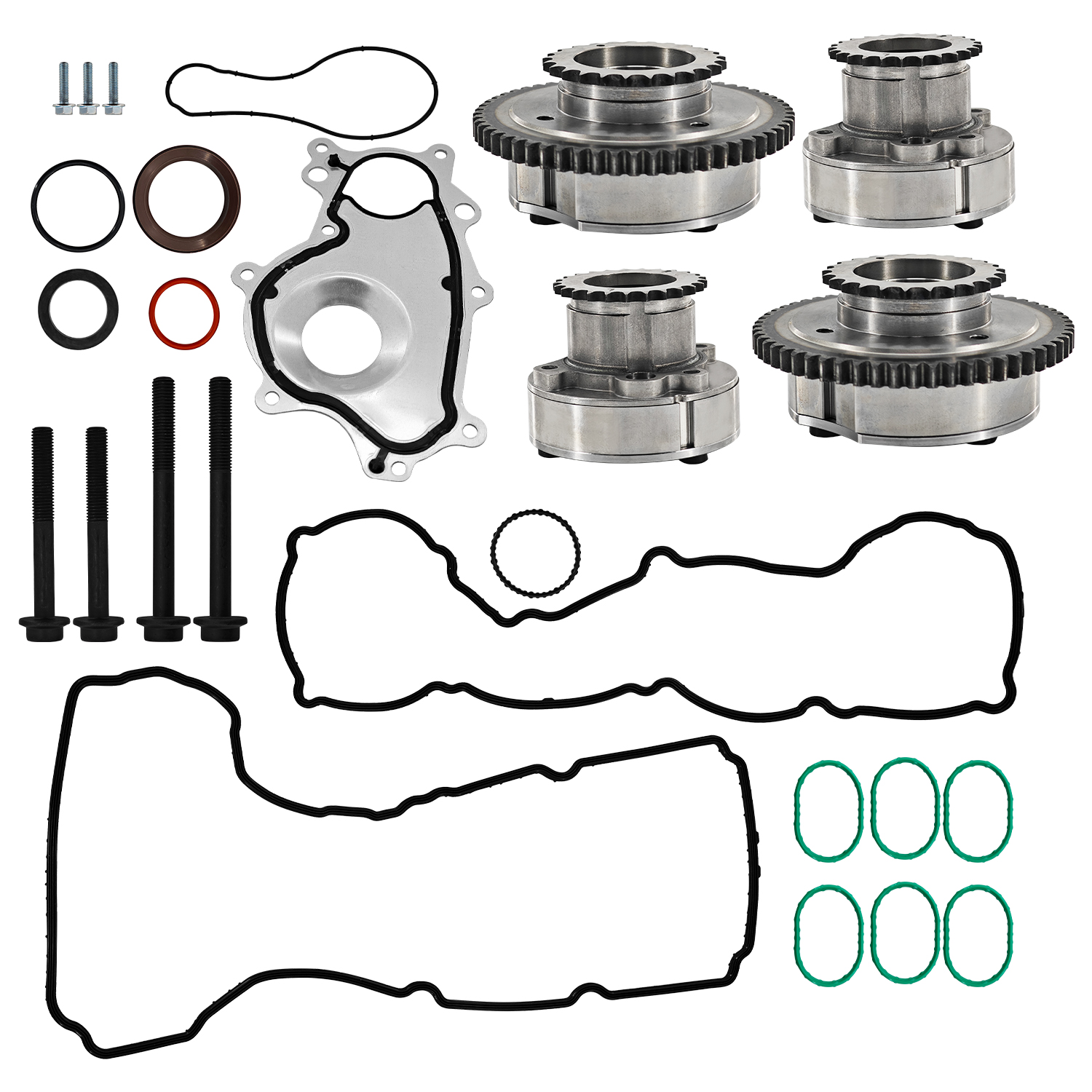 3.5L Cam Phaser W/Water Pump & Gaskets Kit for Ford F-150 for Lincoln MKX MKT 3.5/3.7 2015-2016