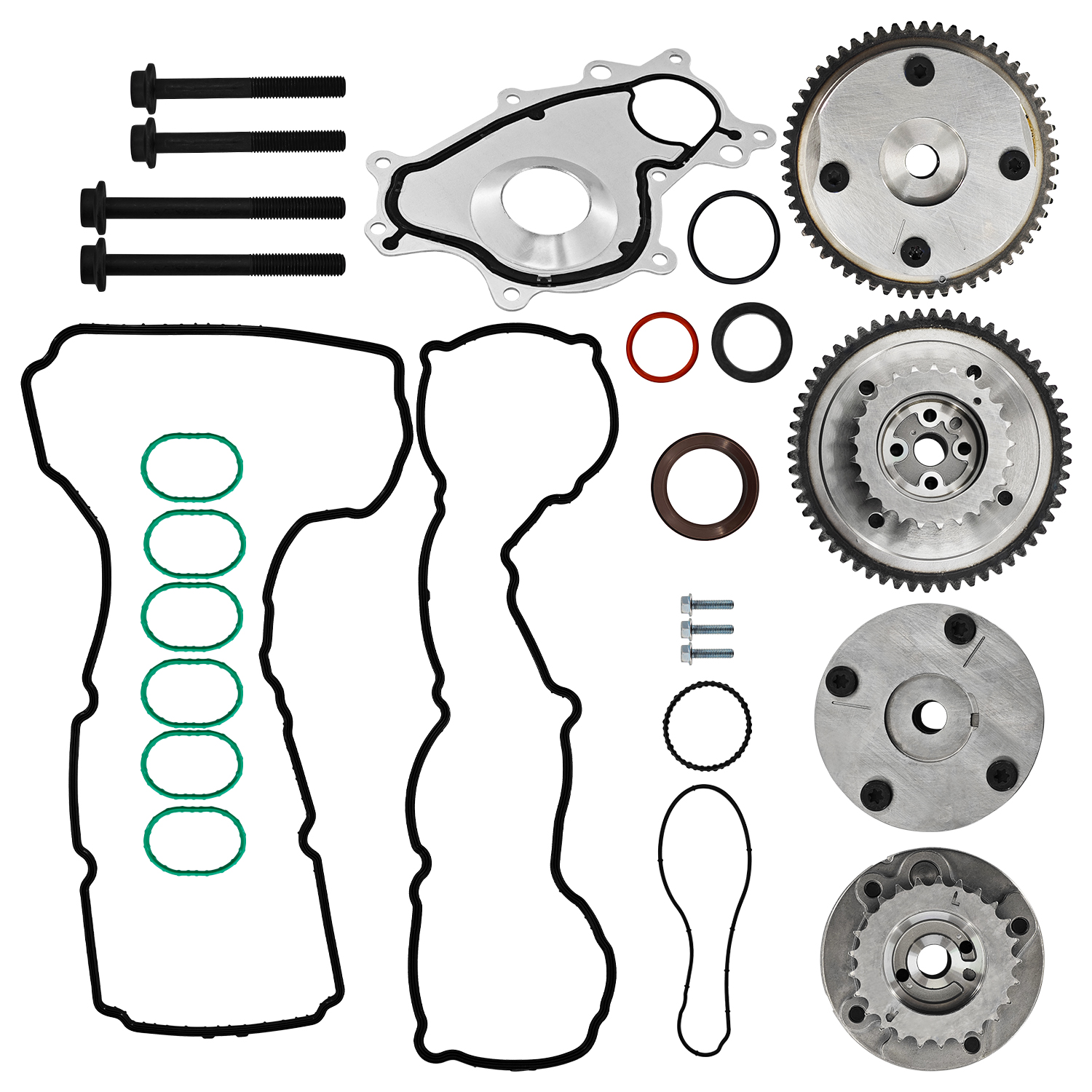 3.5L Cam Phaser W/Water Pump & Gaskets Kit for Ford F-150 for Lincoln MKX MKT 3.5/3.7 2015-2016