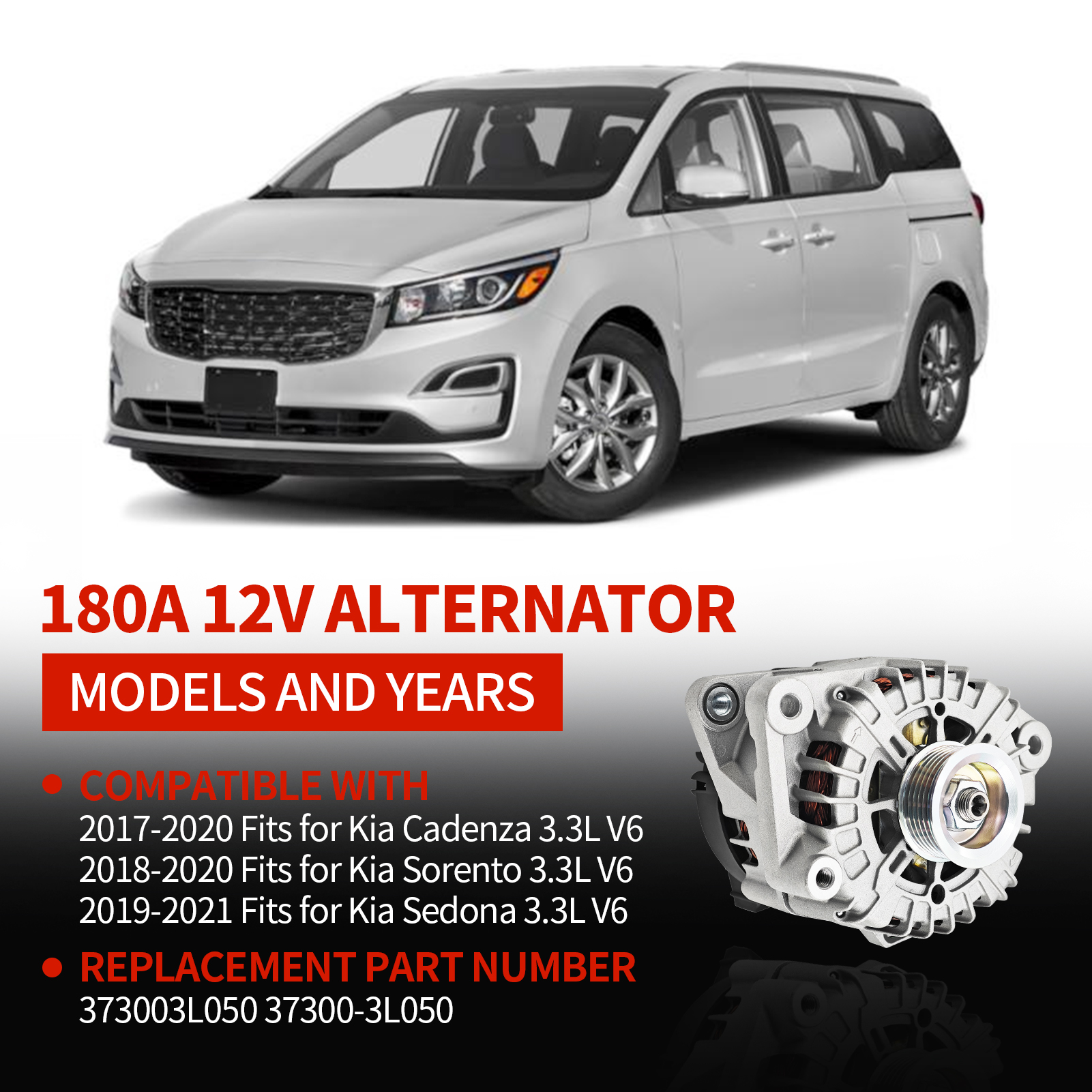 Alternator Fits for Kia Sorento 2019-2020 3.3L #37300-3L050