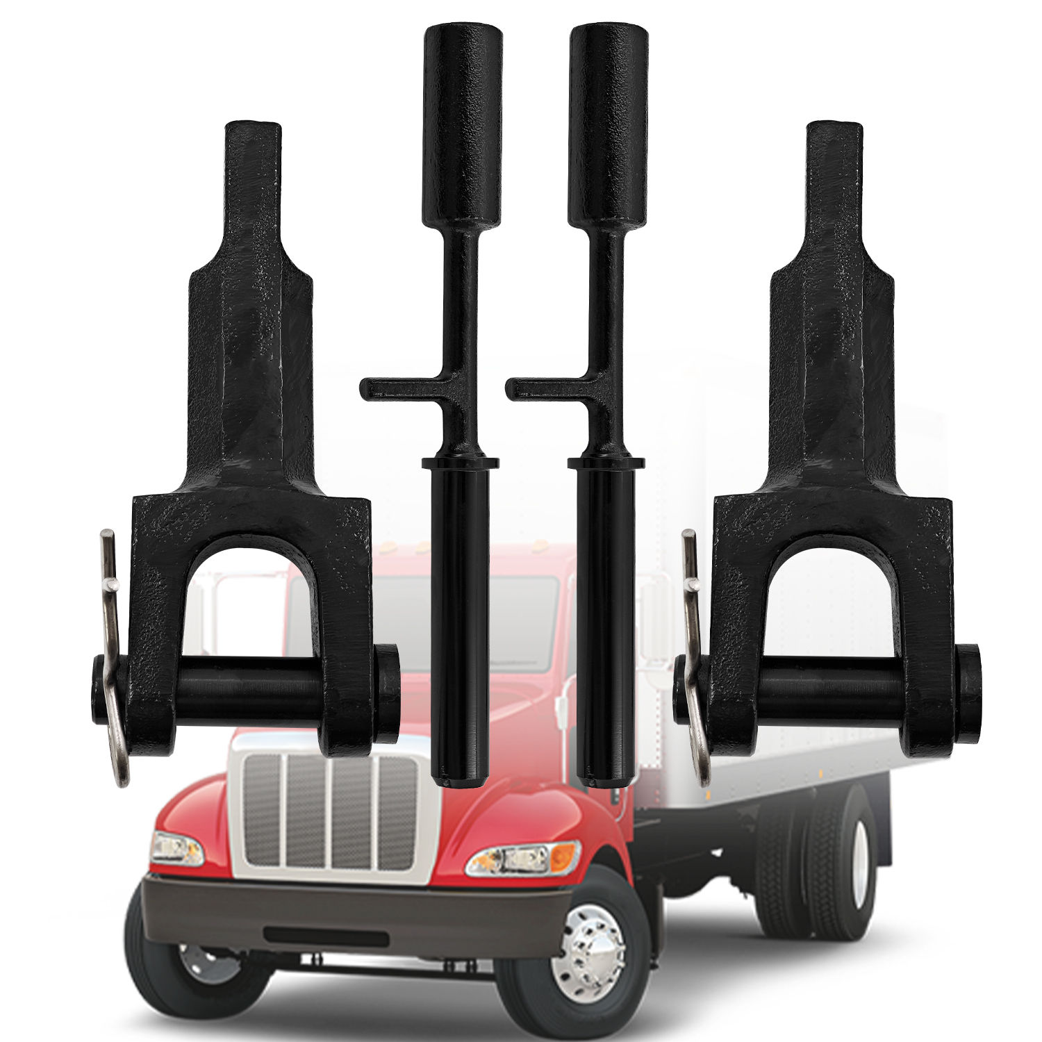 A20-6013 Full Set Rev A Tow Hooks Tow Pin Kit Compatible with Peterbilt for Kenworth with Pins A65-6008 and Tow Pin