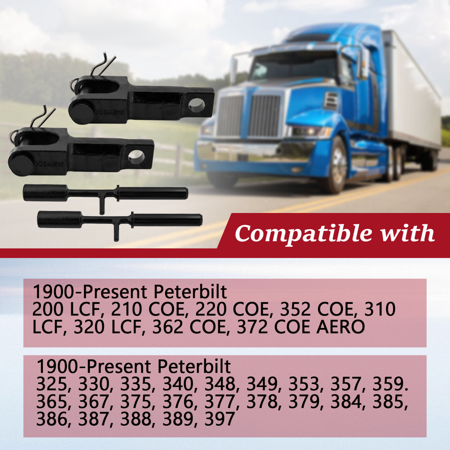 A20-6013 Full Set Rev A Tow Hooks Tow Pin Kit Compatible with Peterbilt for Kenworth with Pins A65-6008 and Tow Pin