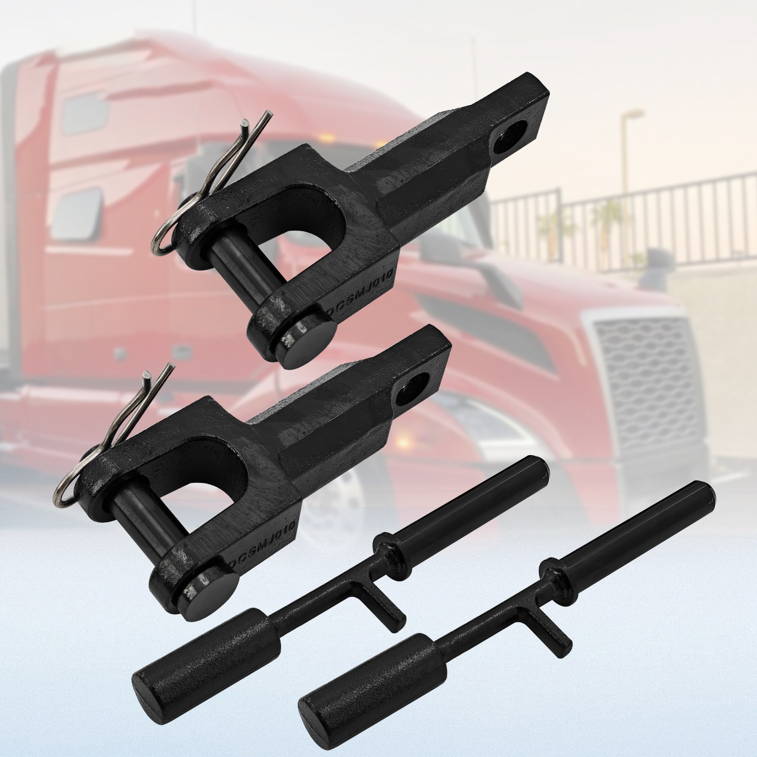 A20-6013 Full Set Rev A Tow Hooks Tow Pin Kit Compatible with Peterbilt for Kenworth with Pins A65-6008 and Tow Pin